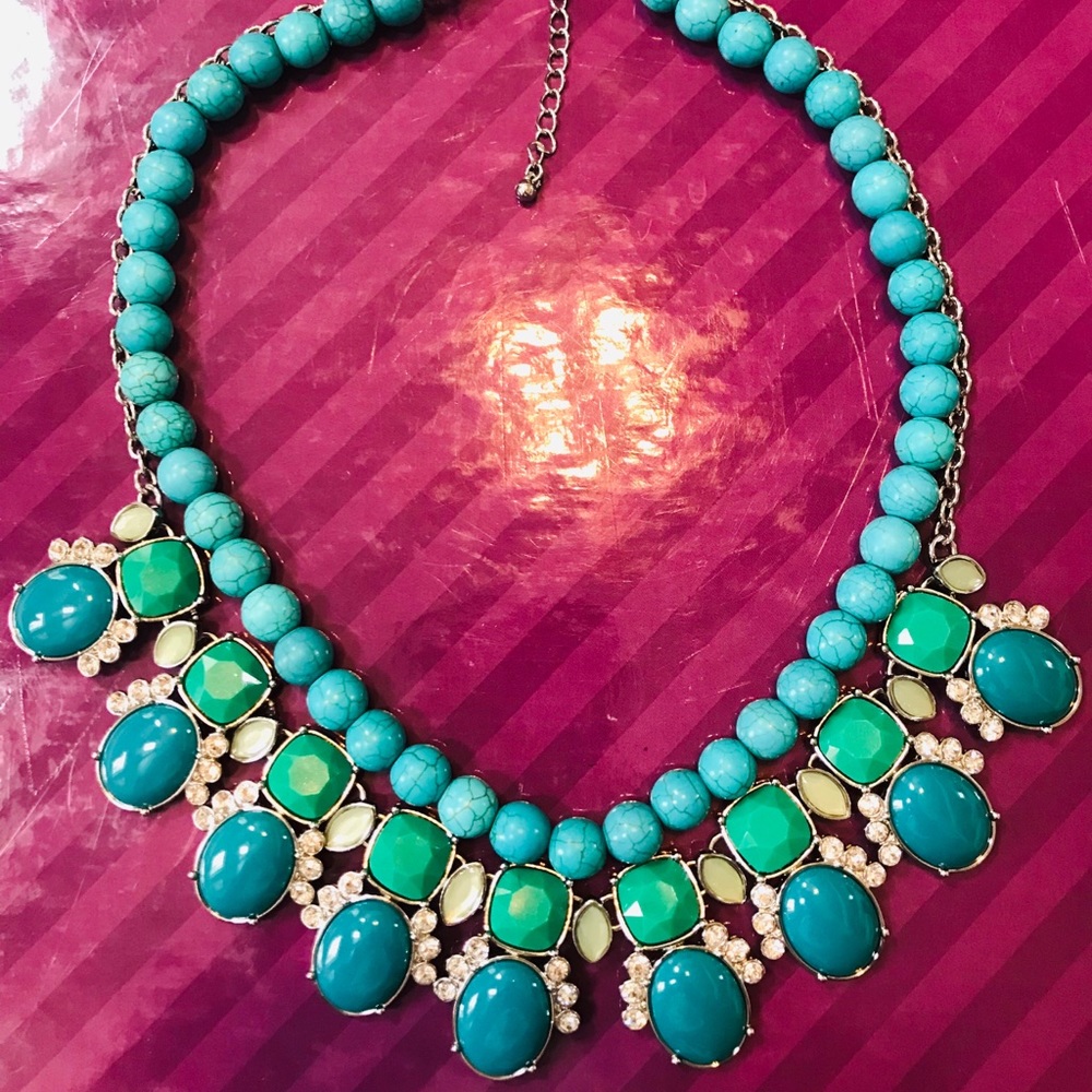 Lia Sophia Necklace Kimberly Claire Teal  Green and White Beads